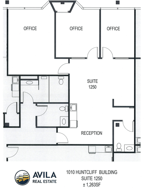 Floor plan for studio, 1263 sqft
